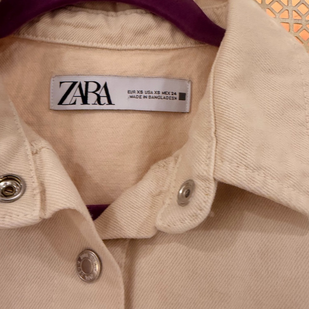 Zara Denim Cream Snap-Front Collar Romper! XS! VGUC! - Picture 2 of 4